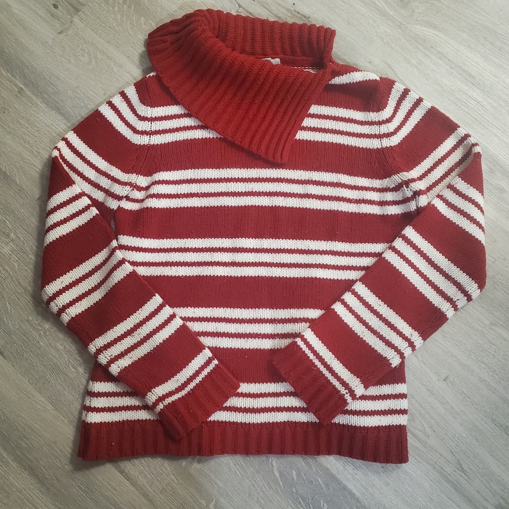 Loft wool red and white striped sweater